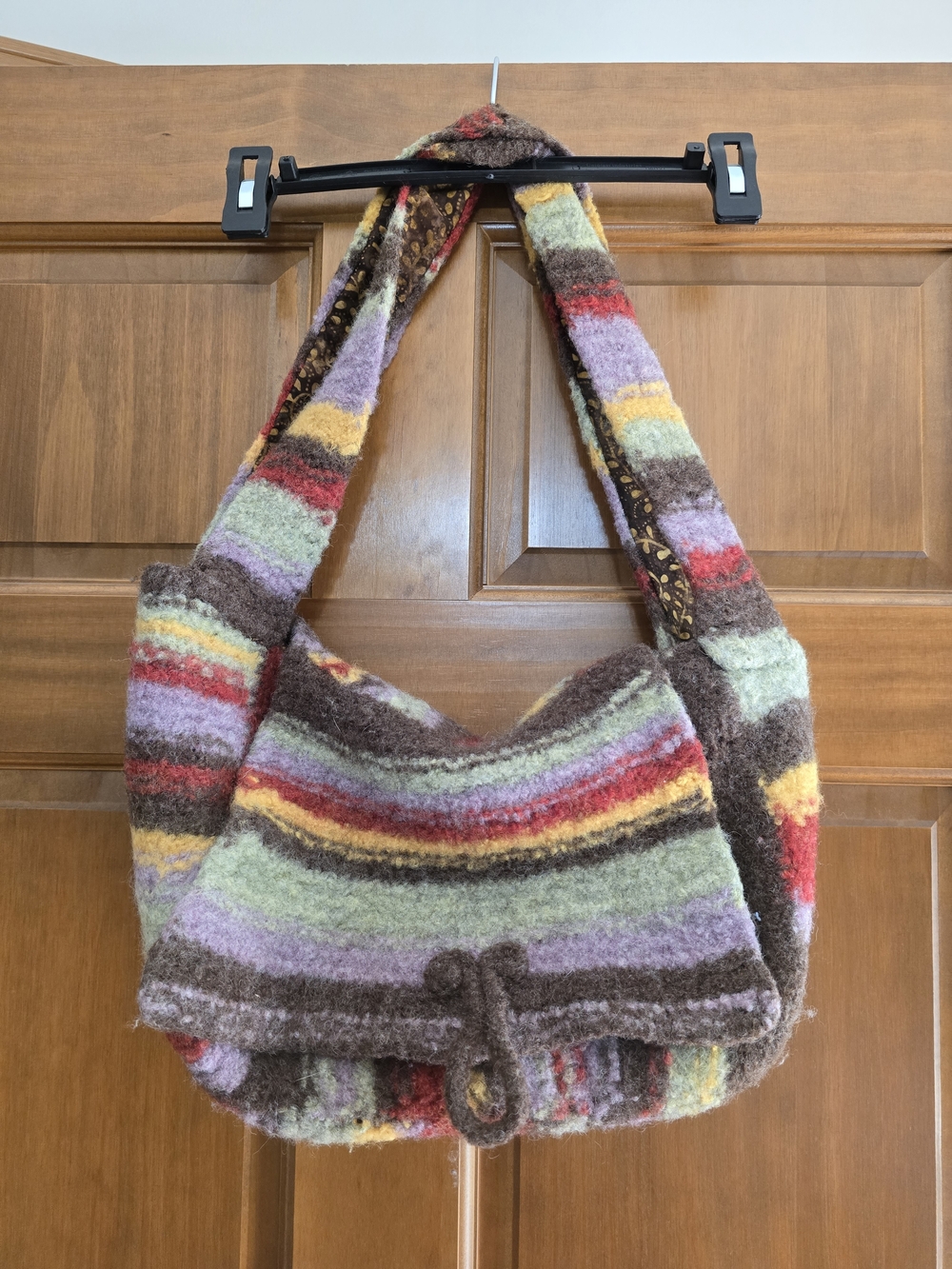 Multicolor Striped Felted Wool Shoulder Bag - Women